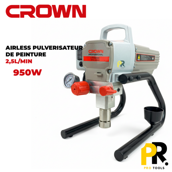 AIRLESSPULVERISATEURDEPEINTURE950WCROWN_CT430101PRTOOLS.png AIRLESS PULVERISATEUR DE PEINTURE 950W 227BAR CROWN | CT43010 ماكينة الرش