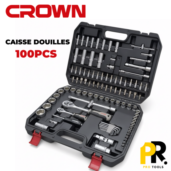 CAISSE DOUILLE  1/2" 100PCS CROWN | CPHSW-XB100 علبة مفاتيح