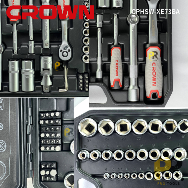 CAISSE DOUILLES + CLIQUET 73PCS 1/2" CROWN | CPHSW-XE73BA علبة مفاتيح