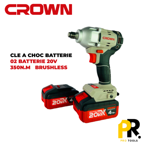 BOULONNEUSE CLE A CHOC BATTERIE 20V 4.0AH 350N.M CROWN | CT22050HX-4 آلة فك البراغي ببطارية