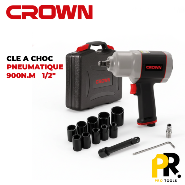 CLE A CHOC PNEUMATIQUE 1/2" 900N.M CROWN | CT38081 مفك البراغي بالضغط