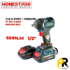 CLE A CHOC + VISSEUSE BATTERIE 21V 2.0AH 550N.M 1/2" BRUSHLESS HONESTPRO | YAE6118 آلة فك البراغي ببطارية