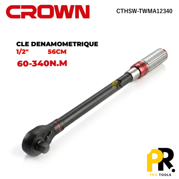 CLE DENAMOMETRIQUE 1/2" 56CM 60-340N.M CROWN | CTHSW-TWMA12340 مفتاح ربط يقيس العزم