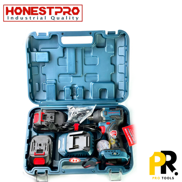 CLE A CHOC + VISSEUSE BATTERIE 21V 2.0AH 550N.M 1/2" BRUSHLESS HONESTPRO | YAE6118 آلة فك البراغي ببطارية