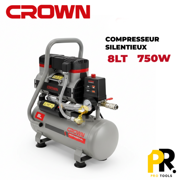COMPRESSEURSILENTIEUX8LT750WCROWN_CT361181PROTOOLS.png COMPRESSEUR SILENTIEUX 8LT 750W CROWN | CT36118 ضاغط هواء