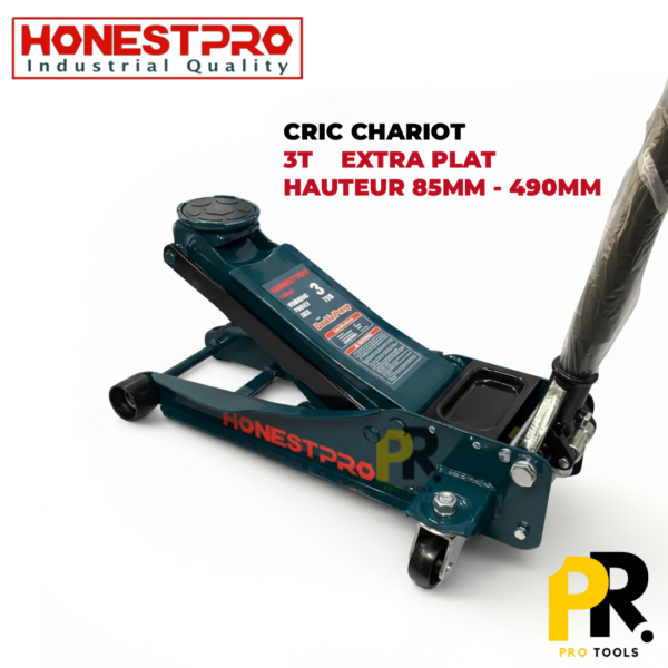 CRICCHARIOT3TEXTRAPLATHONESTPRO_YAS08181PROTOOLS.png CRIC HYDRAULIQUE EXTRA PLAT 2PISTONS 3T 85MM-490MM HONESTPRO | YAS0818 رافعة هيدروليكية