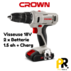 CT21056L.png VISSEUSE PERCEUSE 18V 2 BATTERIE 1,5AH CROWN | CT21056LM-1.5 BMC أداة فك البراغي