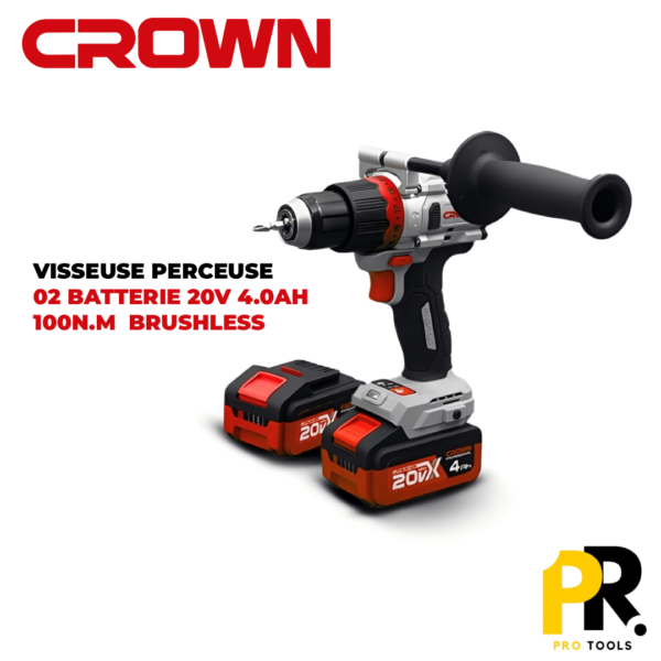 VISSEUSE PERCEUSE 20V 4.0AH 100N.M CROWN | CT21127HMX-4 الة فك البراغي