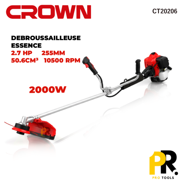 DEBROUSSAILLEUSE2.7255MM50.6CM_2000WCROWN_CT202061PROTOOLS.png DEBROUSSAILLEUSE 2.7 255MM 50.6CM³ 2000W CROWN | CT20206 آلة قص العشب وقطع الأشواك