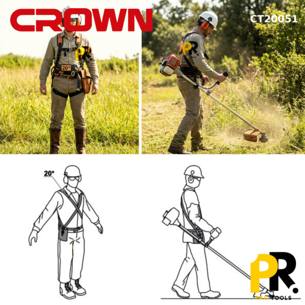 DEBROUSSAILLEUSE ESSENCE 255MM 51.7CM³ 1400W CROWN | CT20051 آلة قص العشب وقطع الأشواك