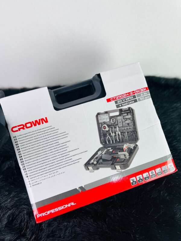 KIT VISSEUSE PERCEUSE 20V 2.0AH 50PCS CROWN | CT21102H-2-50 علبة أدوات