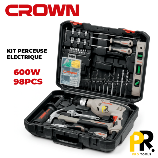 KIT_PERCEUSE_ELECTRIQUE_600W_98PCS_CROWN___CK10-XA98_1_PROTOOLS.png KIT PERCEUSE ELECTRIQUE 600W + 98PCS CROWN | CK10-XA98 طقم المثقاب الاحترافي