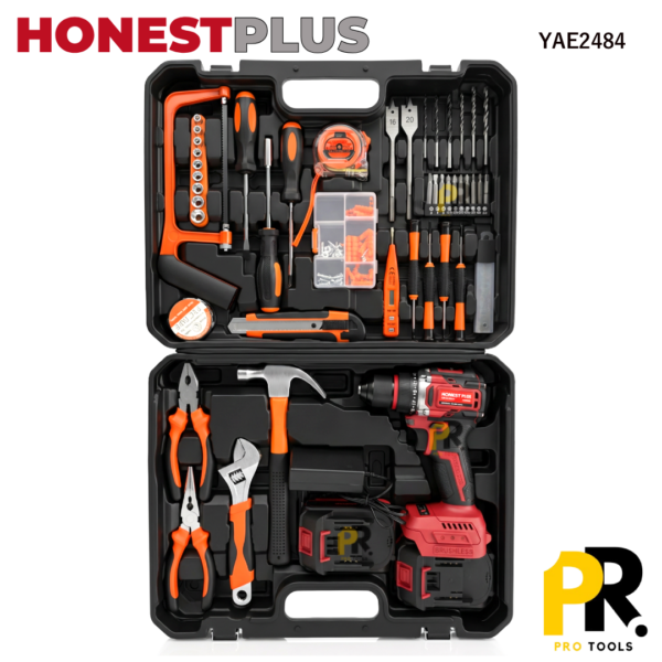 KIT VISSEUSE PERCEUSE 21V 2.0AH 40N.M BRUSHLESS 118PCS HONESTPLUS | YAE2484 علبة أدوات