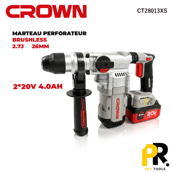 MARTEAUPERFORATEUR20V2.7JBRUSHLESSCROWN_CT28013XS1PROTOOLS.png MARTEAU PERFORATEUR 20V 2.7J BRUSHLESS CROWN | CT28013XS مطرقة ثقب وحفر لاسلكية