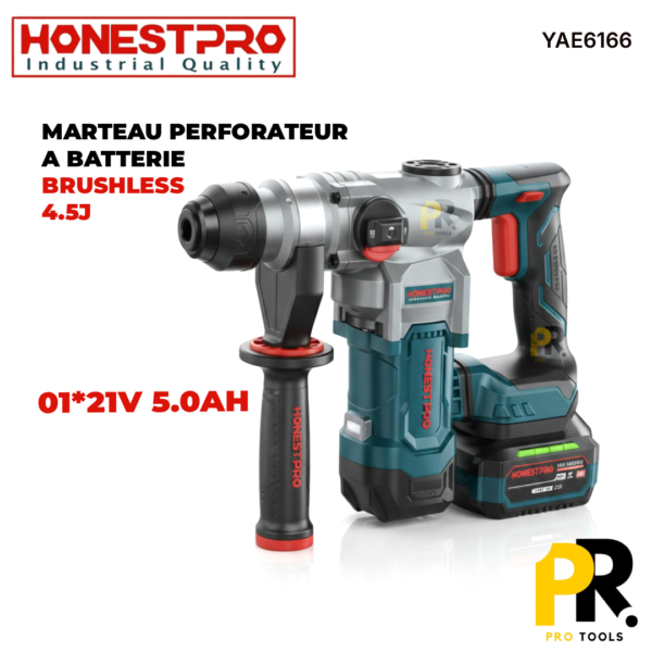 MARTEAUPERFORATEUR21V5.0AH4.5J26MMBRUSHLESSHONESTPRO_YAE61661PROTOOLS.png MARTEAU PERFORATEUR 21V 5.0AH 4.5J 26MM BRUSHLESS HONESTPRO | YAE6166 مطرقة ثقب وحفر لاسلكية