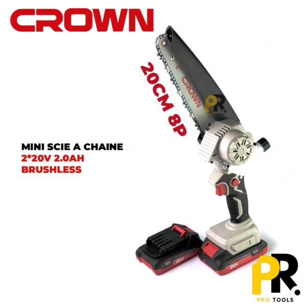 MINI SCIE A CHAINE 8'POUCE 20CM 20V 2.0AH BRUSHLESS CROWN | CT29023XS-2 BMC منشار خشب بطارية
