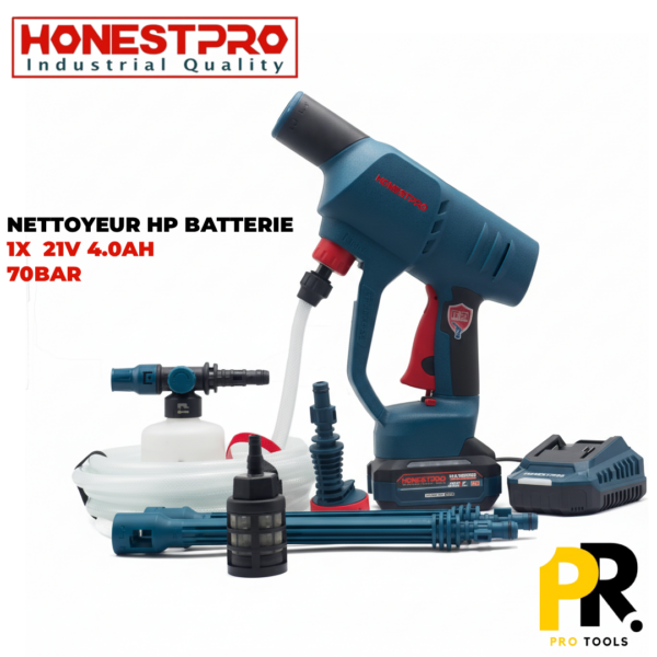 NETTOYEUR HAUTE PRESSSION BATTERIE 21V 4.0AH 70BAR HONESTPRO | YAE4956 جهاز غسل السيارات ببطارية