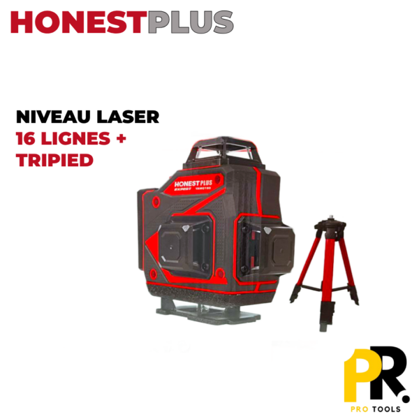 NIVEAULASERHPLUS16LIGNE_TRIPIED.png NIVEAU LASER 4D 16LIGNES + TRIPIED HONESTPLUS جهاز ضبط المستوى