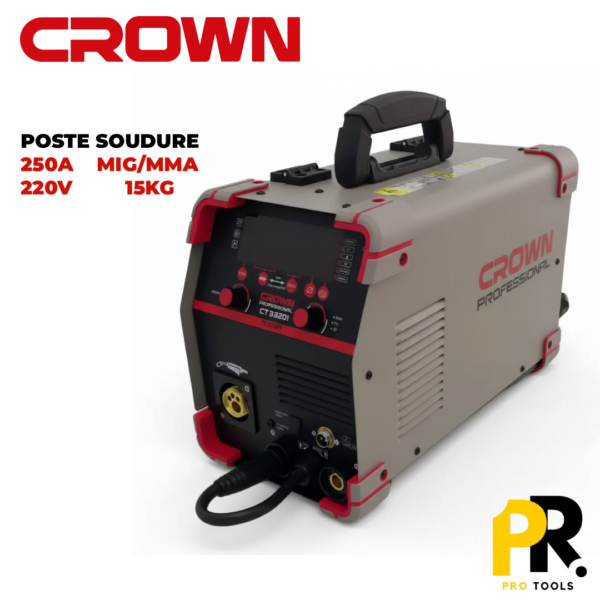POSTE SOUDURE MIG/MMA 22V 250A CROWN | CT33201 جهاز التلحيم بالسلك والقضبان