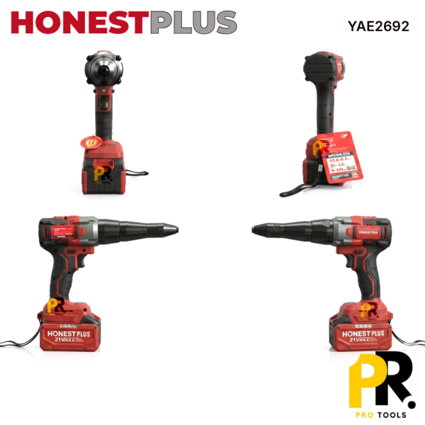 RIVETEUSE BATTERIE 21V 4.0AH 360N.M BRUSHLESS HONESTPLUS | YAE2692 مسدس برشام لاسلكي