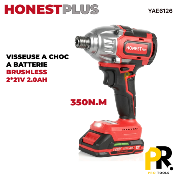 VISSEUSEACHOCABATTERIE350N.M21V2.0AHBRUSHLESSHONESTPLUS_YAE61261PROTOOLS.png VISSEUSE A CHOC A BATTERIE 350N.M 21V 2.0AH BRUSHLESS HONESTPLUS | YAE6126 آلة فك و تركيب البراغي بالصدم