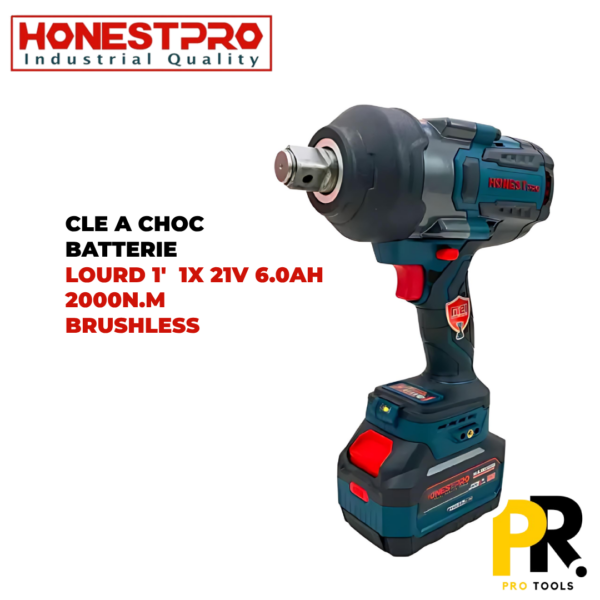 YAE6117_1.png BOULONNEUSE CLE A CHOC BATTERIE LOURD 21V 6.0AH 2000N.M HONESTPRO | YAE6117 مفتاح صدمات احترافي