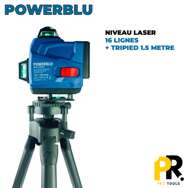 NIVEAU LASER 4D 16 LIGNES + TRIPIED 1.5METRE POWERBLU | YAM0189 مستوى ليزر مع حامل ثلاثي