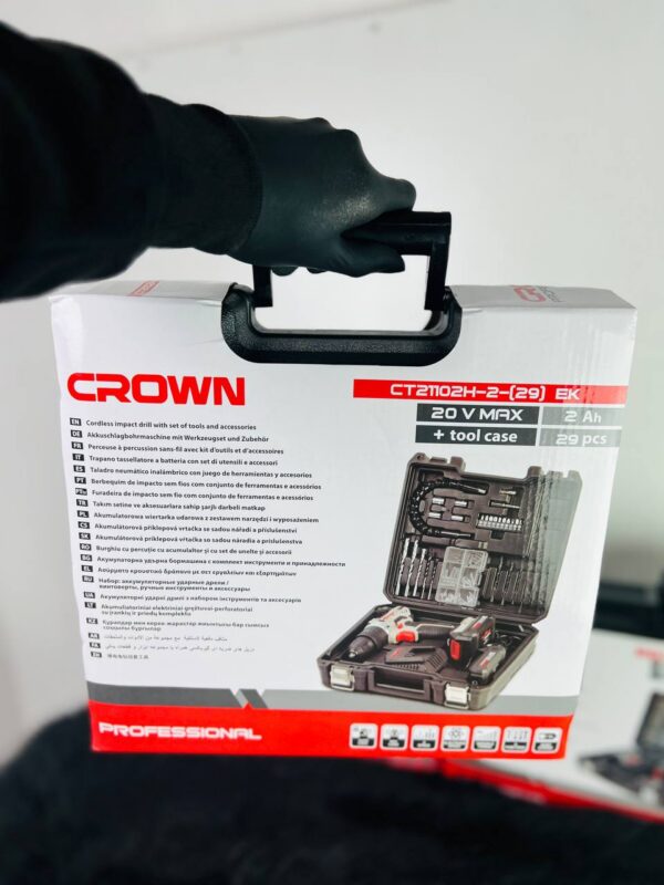 KIT VISSEUSE PERCEUSE 20V 2.0AH 29PCS CROWN | CT21102H-2-29 علبة أدوات