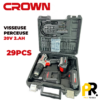 KIT VISSEUSE PERCEUSE 20V 2.0AH 29PCS CROWN | CT21102H-2-29 علبة أدوات
