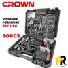KIT VISSEUSE PERCEUSE 20V 2.0AH 50PCS CROWN | CT21102H-2-50 علبة أدوات